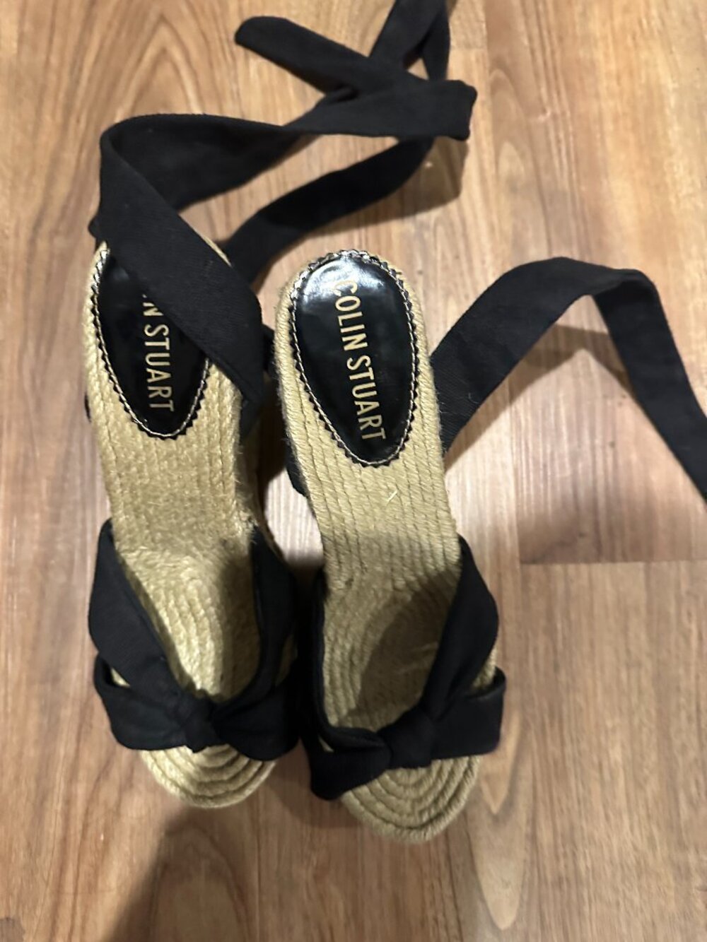 Colin Stuart Black Ankle Lace Up Wedge Espadrille Sandals (6)